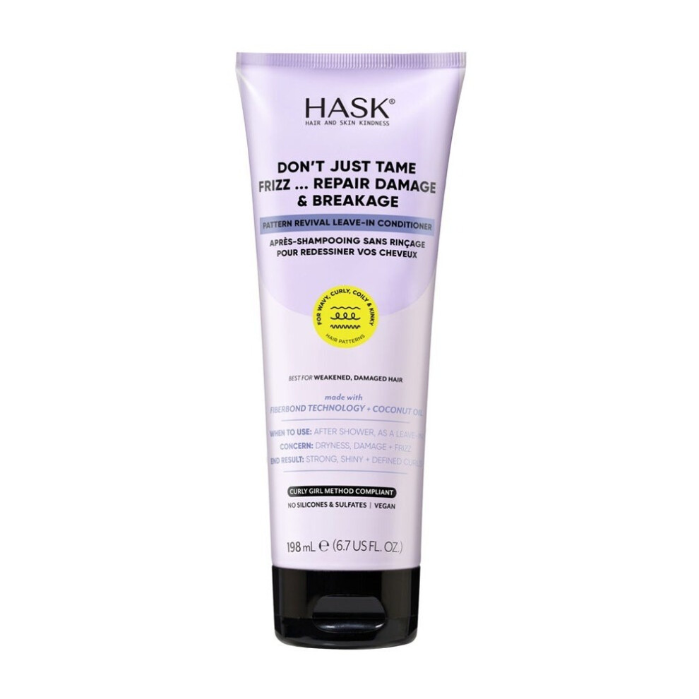 Hask Pattern Revival Leave-In Conditioner 198ml | Moisturizing & Curl Enhancing Leave-In Treatment for Curly Hair | Frizz Control