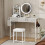 ELECWISH LED Lighted Dressing Table with Stool Set 3 Drawer Side Pocket Storage 2