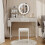 ELECWISH LED Lighted Dressing Table with Stool Set 3 Drawer Side Pocket Storage 1
