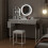 ELECWISH LED Lighted Dressing Table with Stool Set 3 Drawer Side Pocket Storage 10