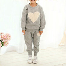 (Grey, 2-3 Years) 2-7 Years Girl Tracksuit Sweatshirt Tops   Pants Sets