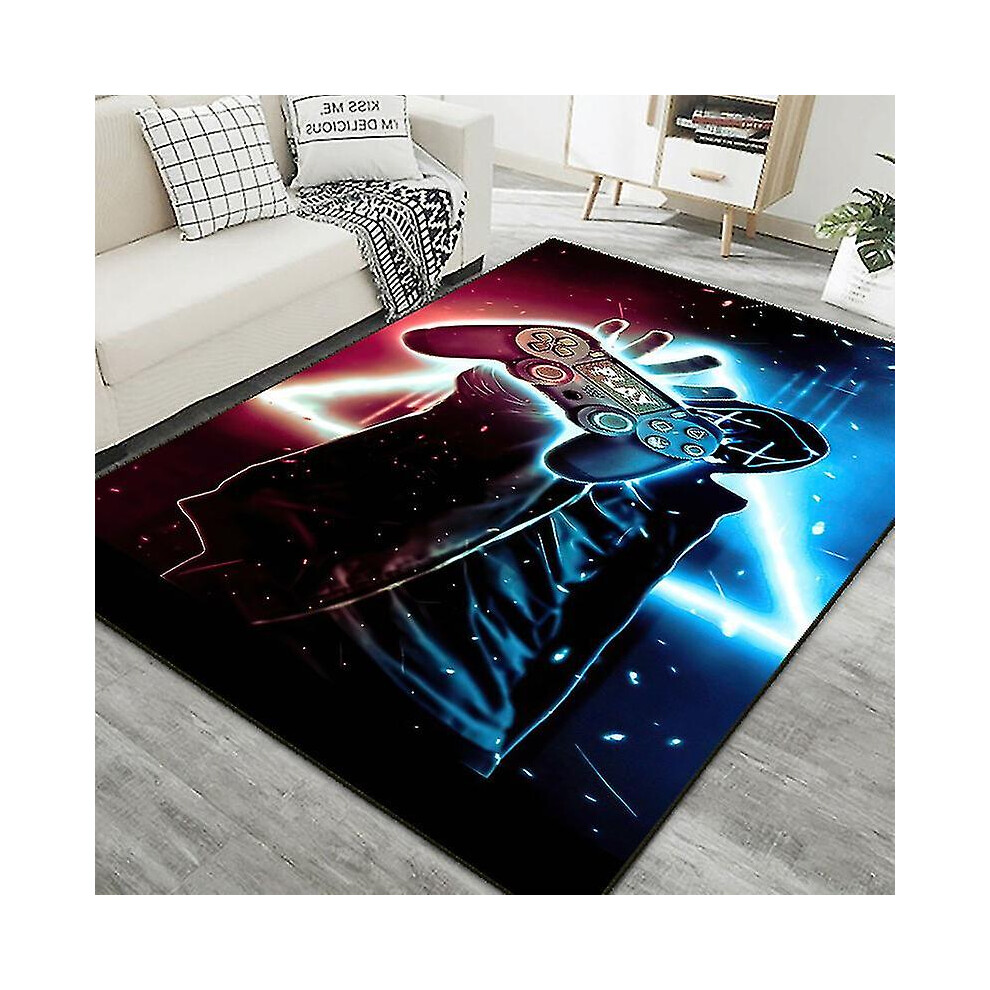 (E, 80*160cm) Game Rug Boys Game Controller Carpet, Non-slip 3d Gaming Area Rugs For Playroom
