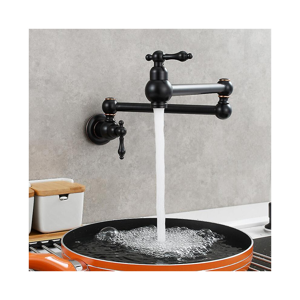(Oil Rubbed Bronze) Pot Filler Wall Mount Copper Faucet Pot Filler Faucet Rotatable Faucet Brass Kitchen Faucet 2 Handle Stretchable Double Joint Swin 7364071020873