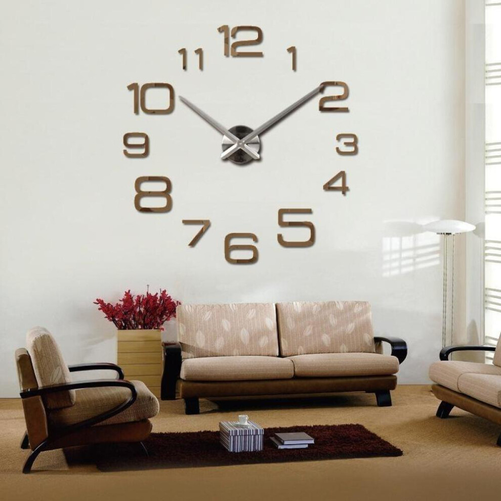 (gold, 47INCH) Hot Unique Acrylic Clock Creative Large 3D Diy Wall Clock Modern Wall Art Home Decorations