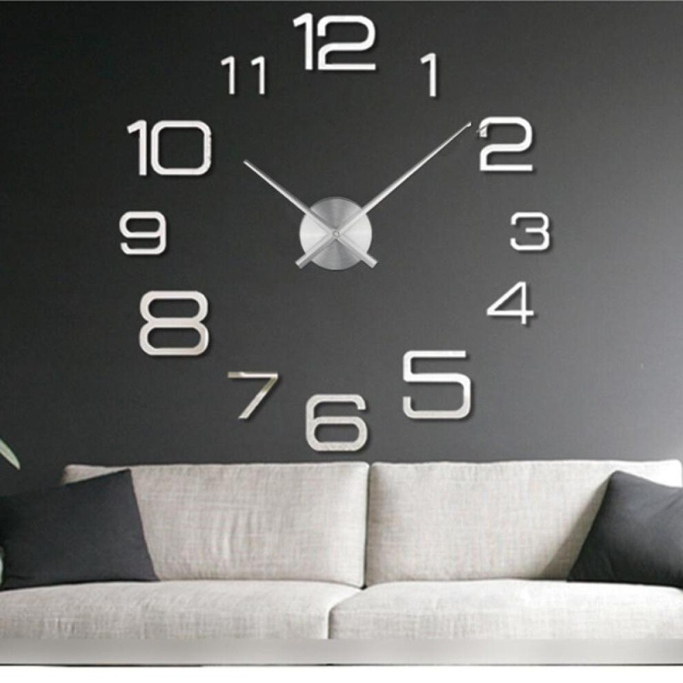 (silver, 27INCH) Hot Unique Acrylic Clock Creative Large 3D Diy Wall Clock Modern Wall Art Home Decorations