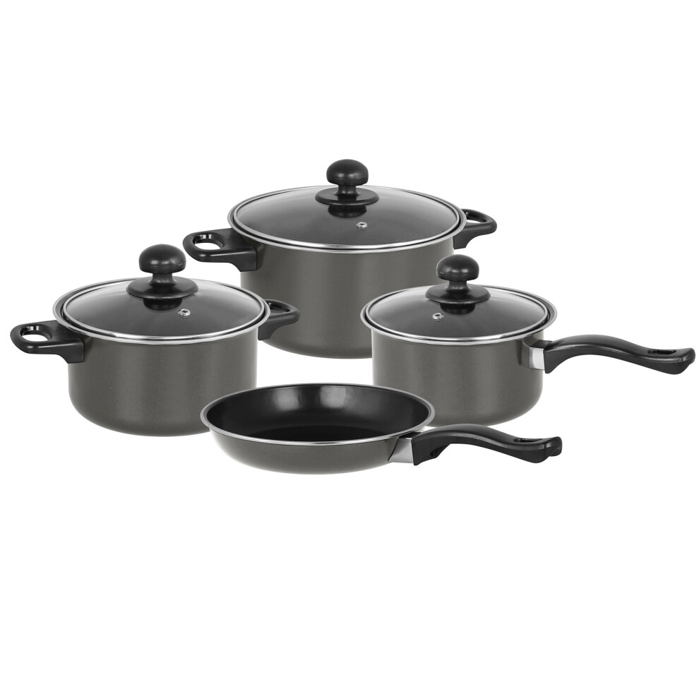 Dove Grey 7 Pcs Non Stick Cookware Cooking Pot Frying Pan Saucepan Set