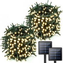 (Warm White, 200 LED 2 pack) 2-pack 72ft 200 Led Solar Christmas Lights, Outdoor Waterproof Solar String Lights With 8 Lighting Modes, Green Wire Solar Tree Lights For Outside Xma