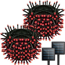 (Green, 200 LED 2 pack) 2-pack 72ft 200 Led Solar Christmas Lights, Outdoor Waterproof Solar String Lights With 8 Lighting Modes, Green Wire Solar Tree Lights For Outside Xma