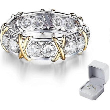 (7) Magnetic Zircon Shaping Cross Full Moissanite Diamond Ring, Unclog Bloodstream And Lymph Nodes