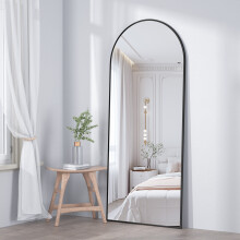 (Black, 162x53cm) CASSILANDO Arch Full Length Mirror Floor Standing