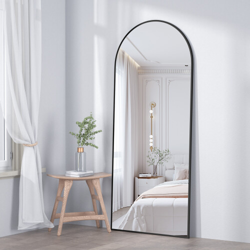 (Black, 162x53cm) CASSILANDO Arch Full Length Mirror Floor Standing