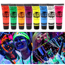 (H) 10ml Halloween Glow Pop In Dark Face Black Light Paint Uv Neon & Body Crayon Kit Fluorescent Makeup Marker Christmas