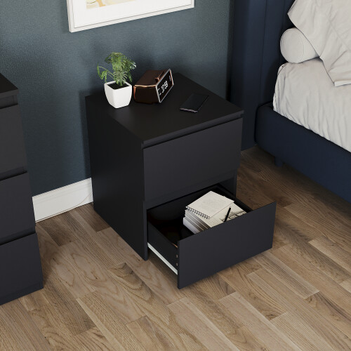Vida Designs (Black) Denver 2 Drawer Large Bedside Chest Storage Unit 2