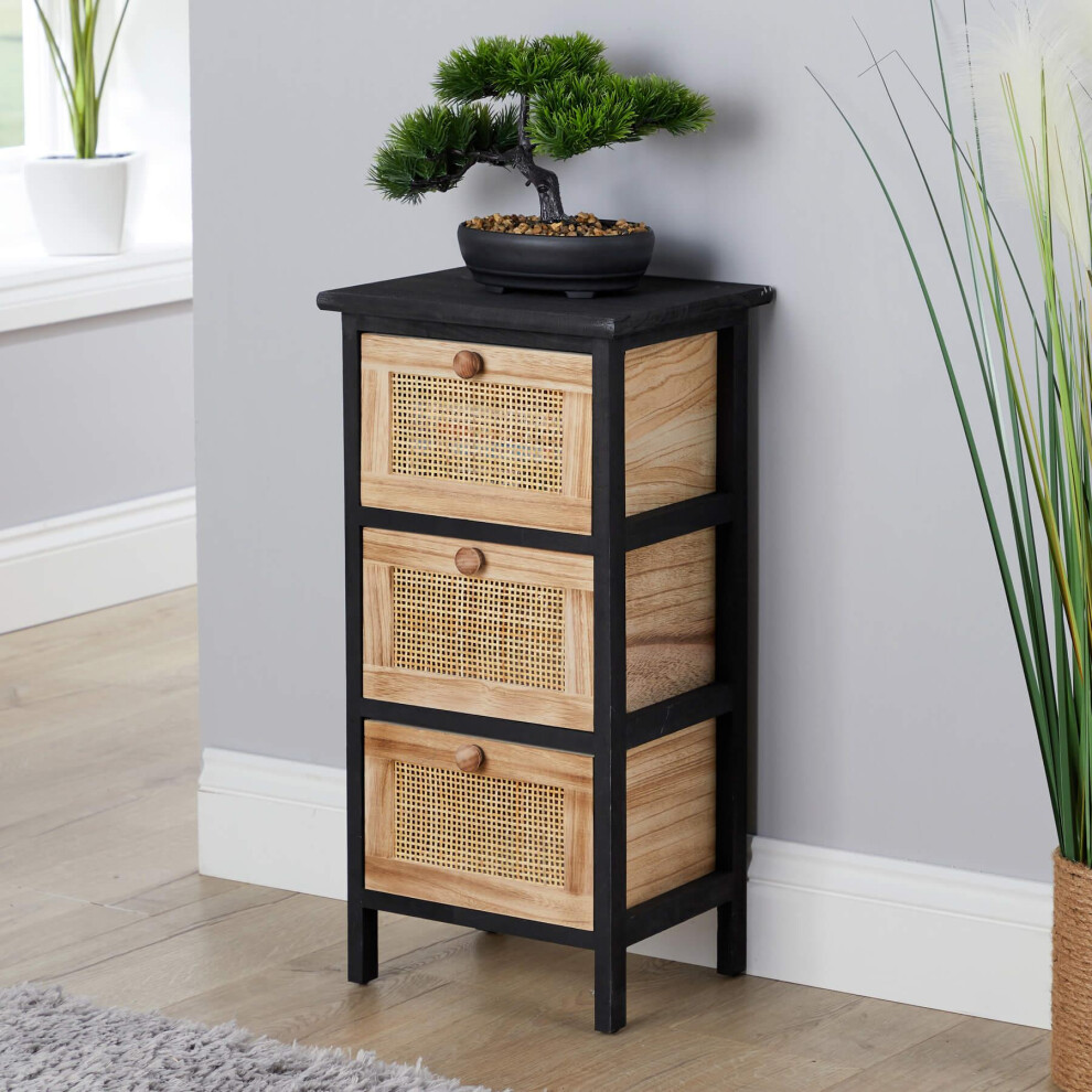 Home Source (3 Drawer Rattan) Storage Chest 3/4/5 Drawers Solid Wooden Fully Assembled Multicoloured