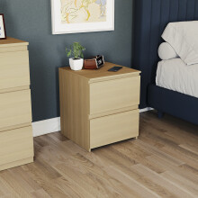 (Pine) Denver 2 Drawer Large Bedside Chest Storage Unit