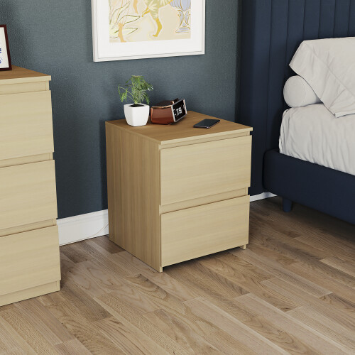 Vida Designs (Pine) Denver 2 Drawer Large Bedside Chest Storage Unit