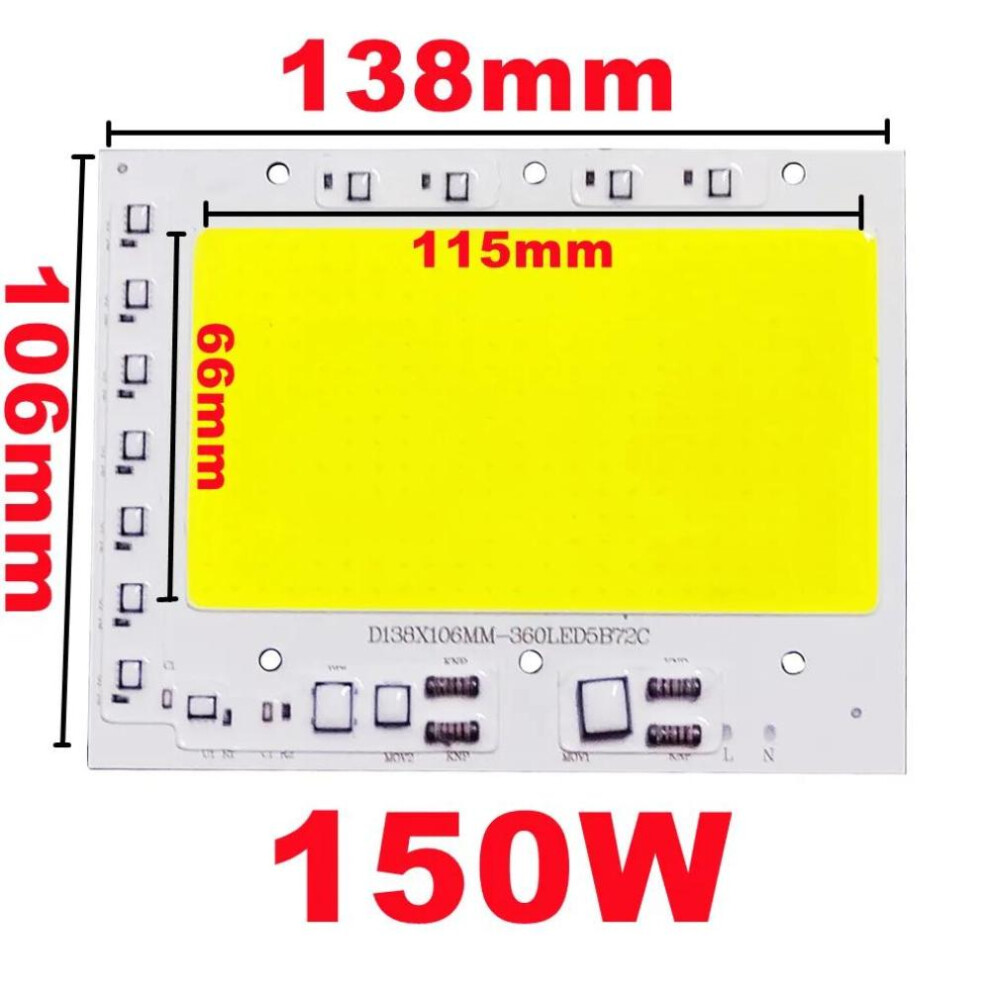 (white, 220V 150W) Led Cob Chip 50w 100w 150w 200w 200-240v Smart Ic No Need Driver Led Lamp For Flood Light Spotlight Diy Lighting Light Source