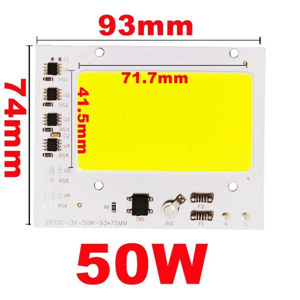 (white, 220V 50W) Led Cob Chip 50w 100w 150w 200w 200-240v Smart Ic No Need Driver Led Lamp For Flood Light Spotlight Diy Lighting Light Source