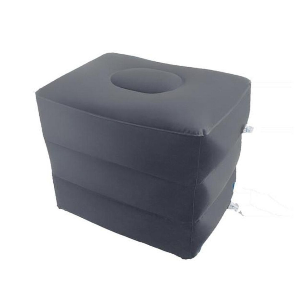 (dark grey, No pump) Portable Travel Office Inflatable Foot Leg Rest Pillow Cushion Pad Kids Bed Airplanes Cars Buses Trains