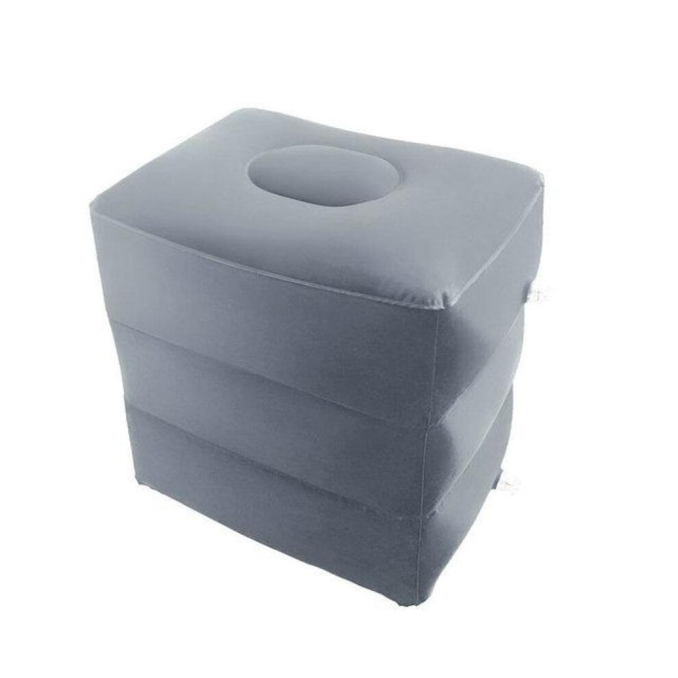 (grey, With pump) Portable Travel Office Inflatable Foot Leg Rest Pillow Cushion Pad Kids Bed Airplanes Cars Buses Trains