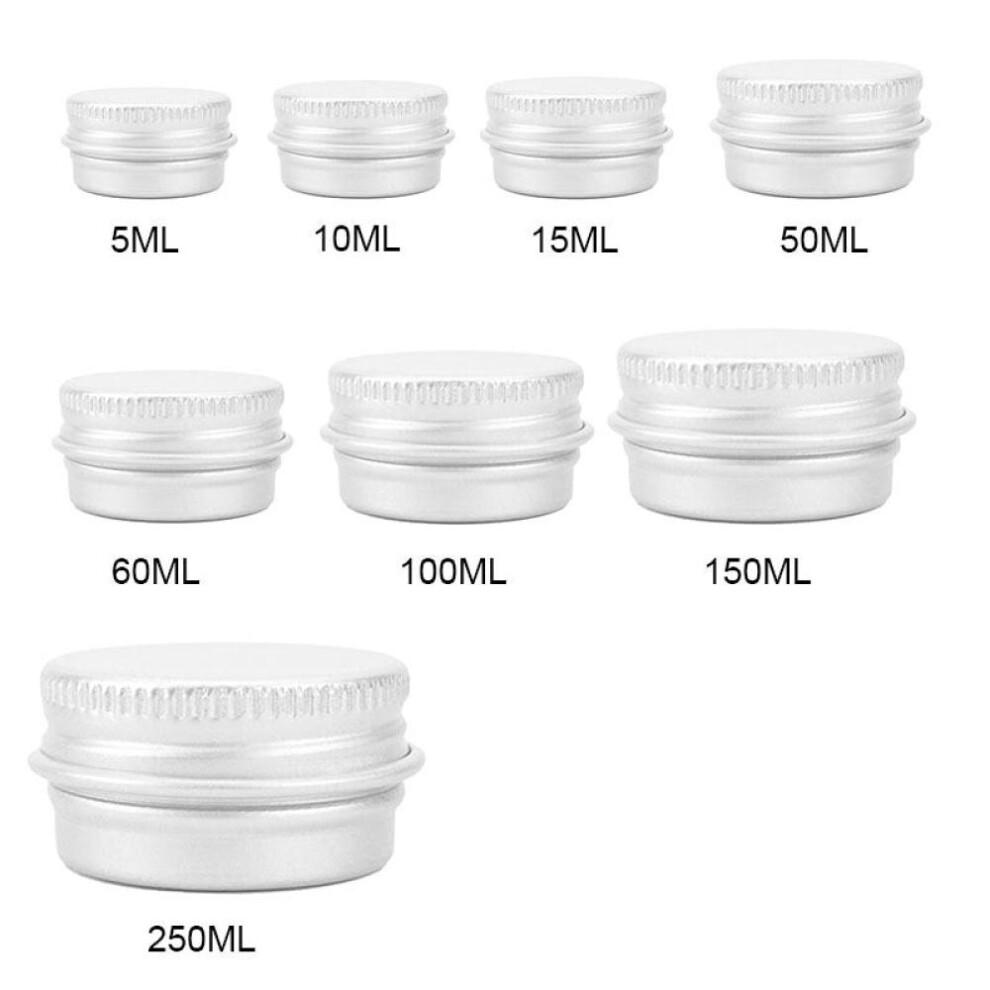 (as the picture, 15mL) 1 Pc Round Empty Aluminium Cosmetic Pot Jar Tin Container Silver Sample Box
