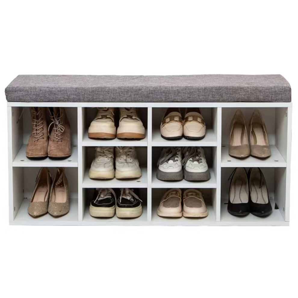 Gr8 Home Shoe Bench Storage Rack Wooden Cabinet Cushion Seat Organiser 2016175