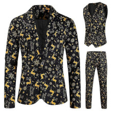 (XL, A) 3 Piece Men's Christmas Suit Set Slim Fit Xmas Holiday Tuxedo Blazer Jacket Vests Pants