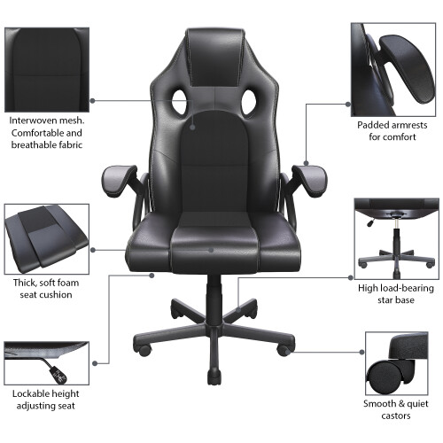 Vida Designs (Black) Coma Racing Gaming Chair Home Office Study UKFR 2