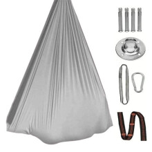 (grey, L) Sensory Therapy Swing Hammock Double Layer Fabric 300lbs Strong Load-bearing Capacity 360-Degree Rotating Indoor Outdoor Swing