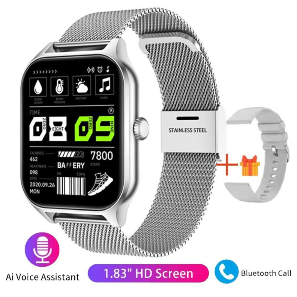 (silver, Milan steel) 2023 New Bluetooth Call Smart Watch Men Women Sleep Heart Rate Blood Pressure Sport Smart Clock Fashion Ladies Smartwatch Woman