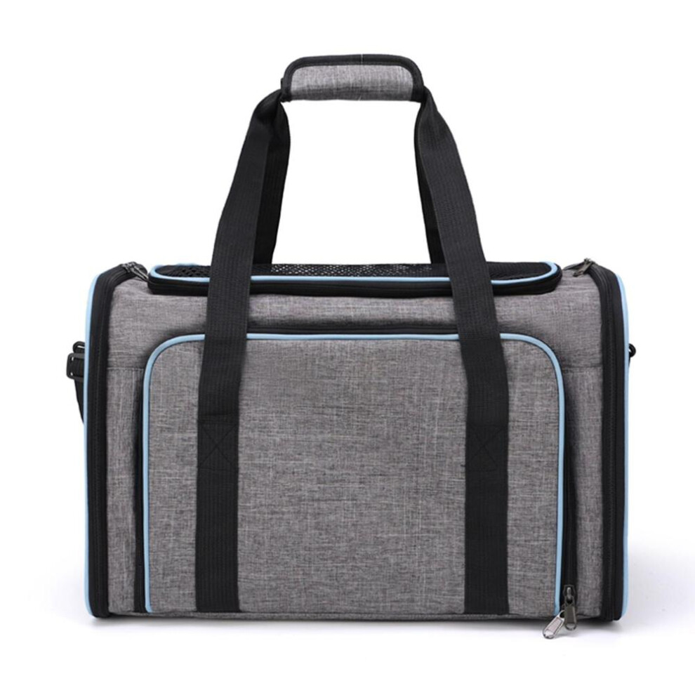 (grey,blue, S) Cat Carrier Outdoor Portable Handheld Pet Bag Foldable Expandable Pet Backpack Breathable Cat Crate