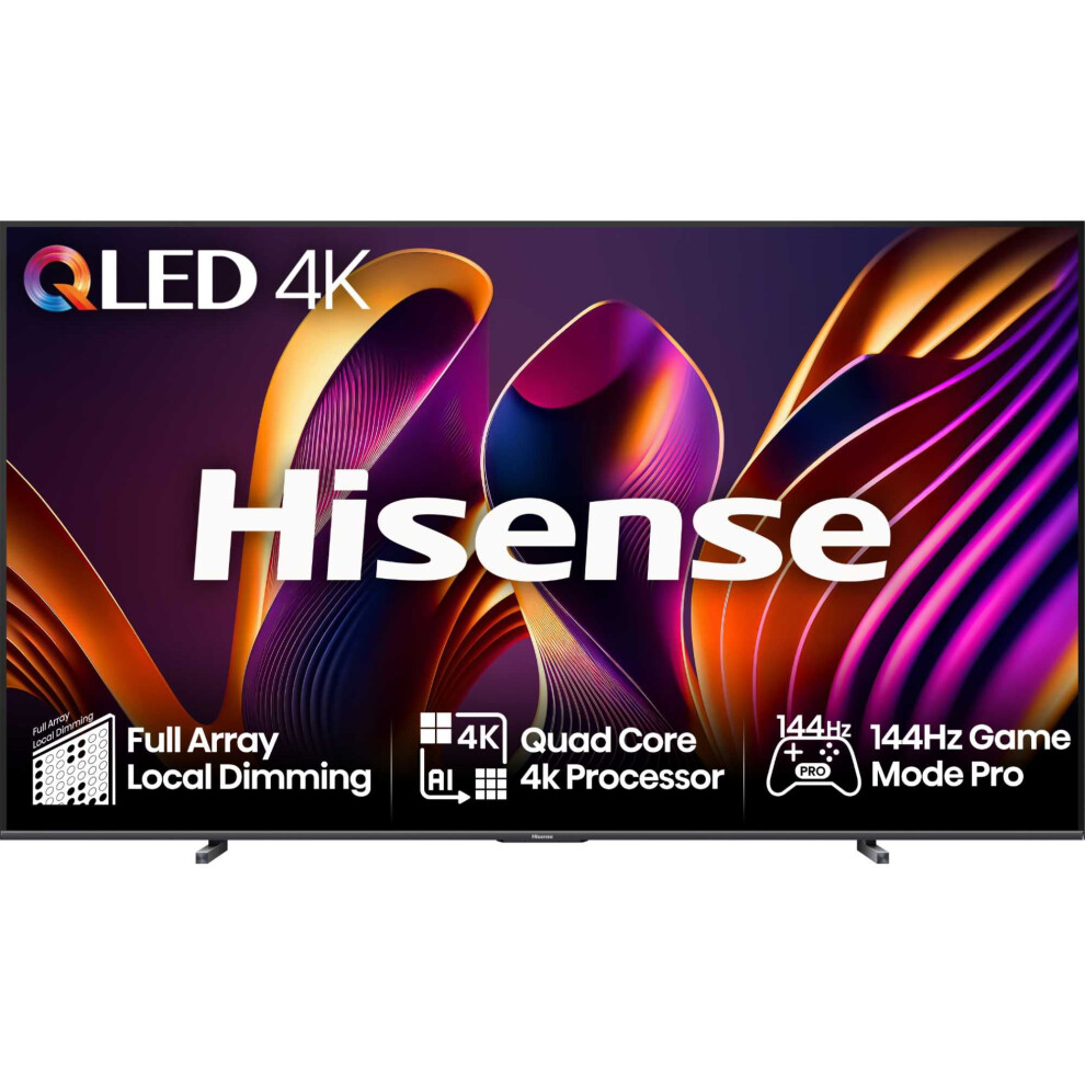 Hisense 100E7NQTUK 100" 4K QLED Smart TV 144Hz Refresh Rate With Freely