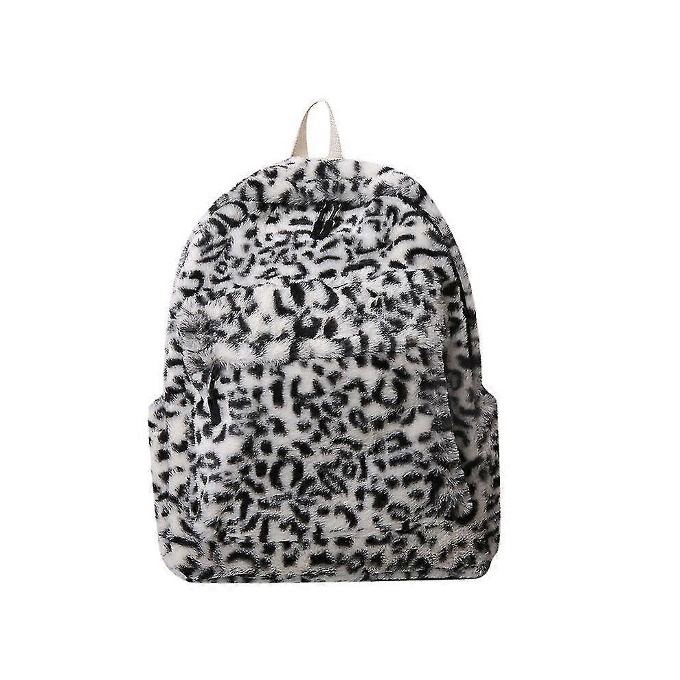 Sac à dos Femme Fourrure Texture Léopard Sac Automne et Hiver Early High School College Students Schoolbag