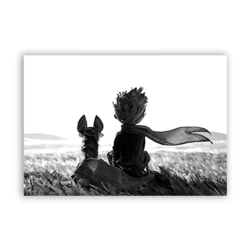 (as the picture, 40*60cm) Canvas Paintings Wall Art Home Decor Kids Room Framework 1 Piece/pcs The Little Prince And Fox Pictures Hd Prints Cartoon Poster