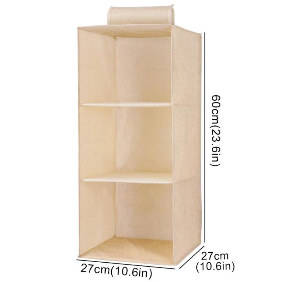 (beige, 3 Layer) Wardrobe Hanging Storage Bag Interlayer Drawer Type Clothes Clothes Organizer Collapsible Storage Shelves Closet Organizer