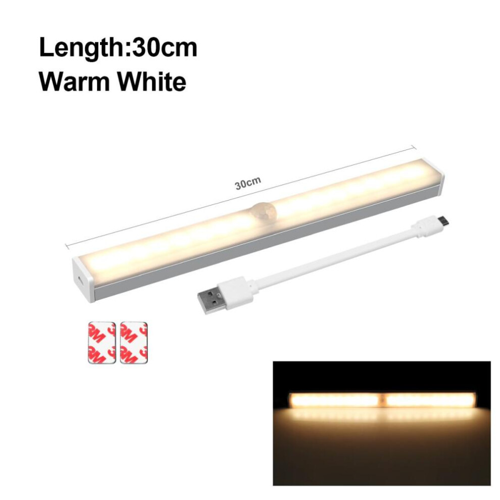(warm white, 30cm) 15/21/30/50cm Wireless Led Wall Light Motion Sensor Light Usb Rechargeable Closet Night Lamp For Kitchen Bedroom Cabinet Staircase Smart Lighting