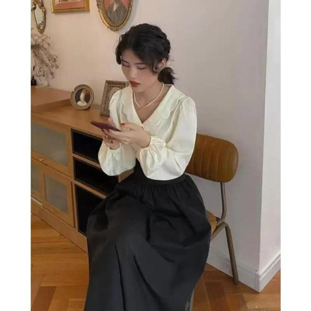 (black, L) Dark Brown Vintage Maxi Skirt Women Harajuku Pocket Lace Up Long Skirts Summer Fall Clothes Korean Fashion Y2k  Style