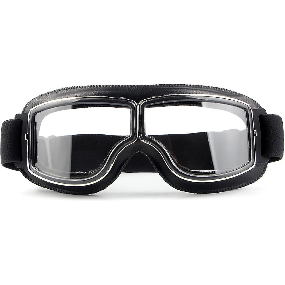 ( Frame-Transparent Lens) Motorcycle Aviator Pilot Retro Classic Goggles For Harley Davidson Dyna Sportster Touring Trike Xl Helmet Compatibility Black 7364071137618