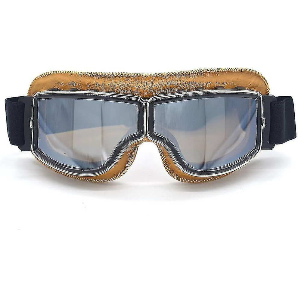( Frame-Silver Lens) Motorcycle Aviator Pilot Retro Classic Goggles For Harley Davidson Dyna Sportster Touring Trike Xl Helmet Compatibility Yellow 7364071137625