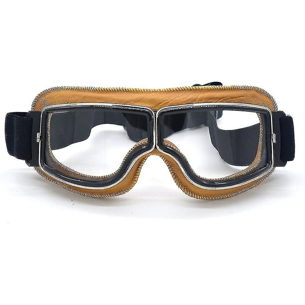( Frame-Transparent Lens) Motorcycle Aviator Pilot Retro Classic Goggles For Harley Davidson Dyna Sportster Touring Trike Xl Helmet Compatibilit Yellow 7364071137632