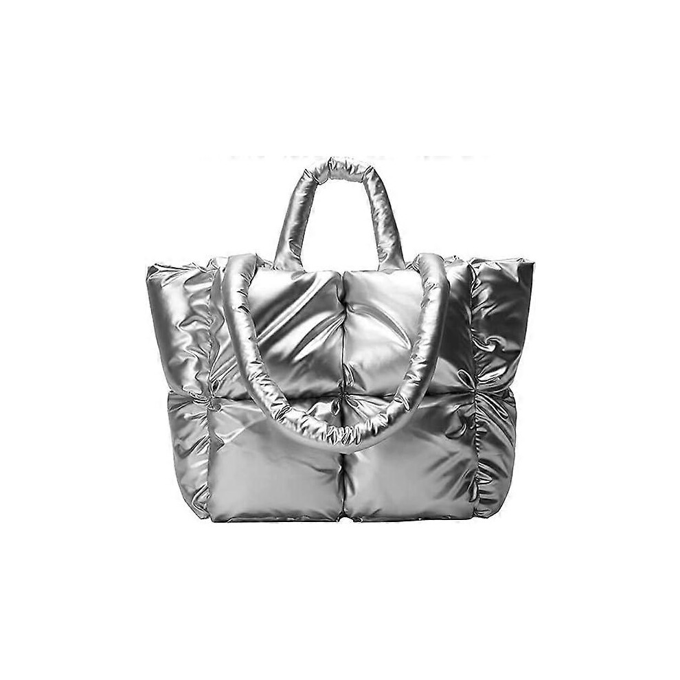Women Large Quilted Puffer Tote Bag Soft Padded Down Winter Handbag Space Totes Puffer Shoulder Bag Pillow Shopper Bag