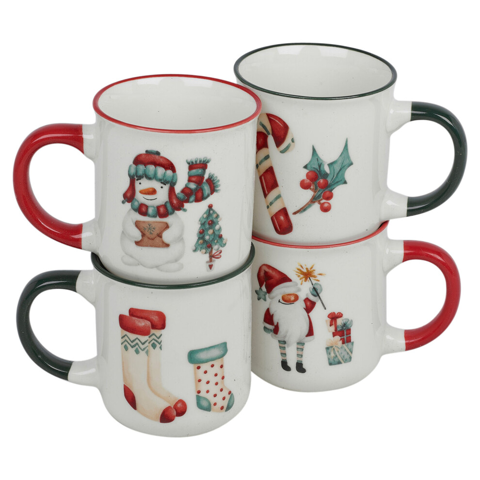 200ml Christmas Ceramic Mini Mugs Set of 4