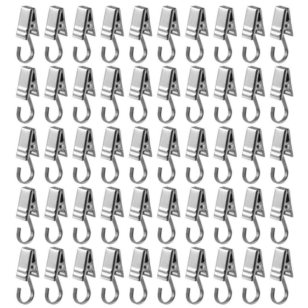 Lot de 50 crochets en acier inoxydable pour rideaux en métal pour photos