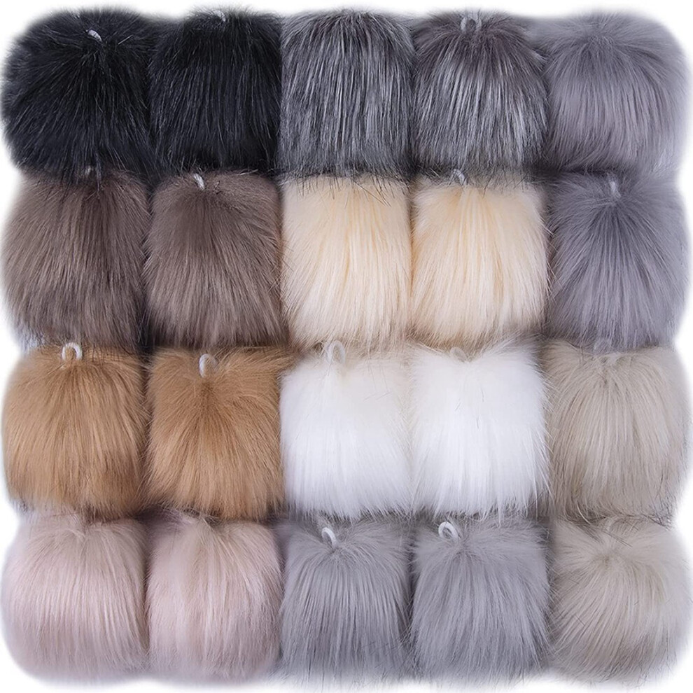 20 Pieces DIY Faux Fox Fur Fluffy with Elastic Loop for Hats Keychains Scarves Gloves Bags Accessories