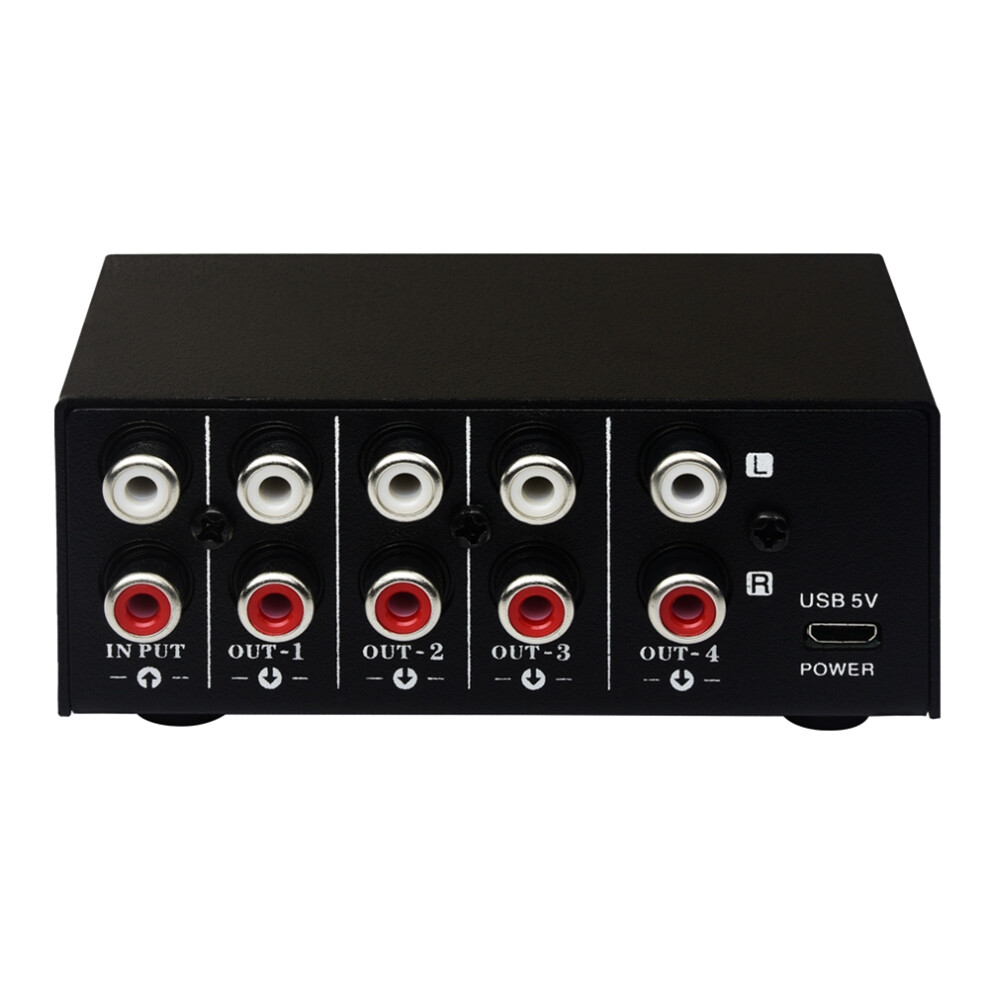 1 In 4 Out Stereo Signal Source Splitter Audio Frequency Signal Distribute Device Non Consumption Output Rca Interface Tlily