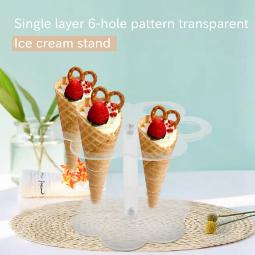 1 support de cornet de crème glacée en acrylique transparent à 6 trous 1