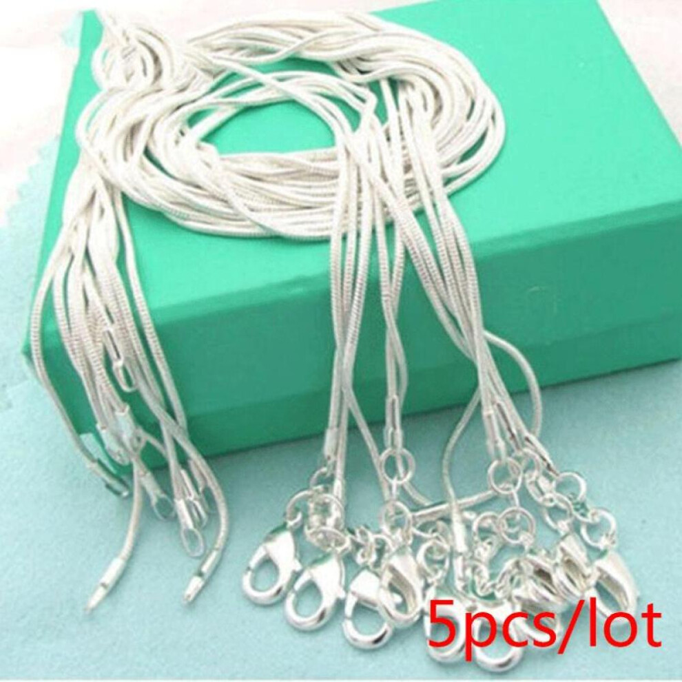 (65cm) 925 Sterling Silver 5 Pieces 40-75cm 1.2mm Snake Chain Necklace Fashion Jewelry