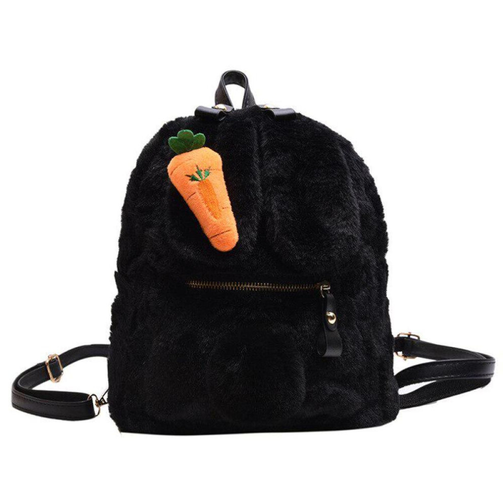 (black, Small) Soft Fur Plush Backpack Women Hairball Backpacks School Bag Teenage Girls Cute Rabbit Mochilas Bag