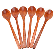 6er-Set Holzlöffel mit langem Griff – handgefertigtes Naturholz, schonend für Töpfe, ideal zum Essen, Umrühren und Mischen
