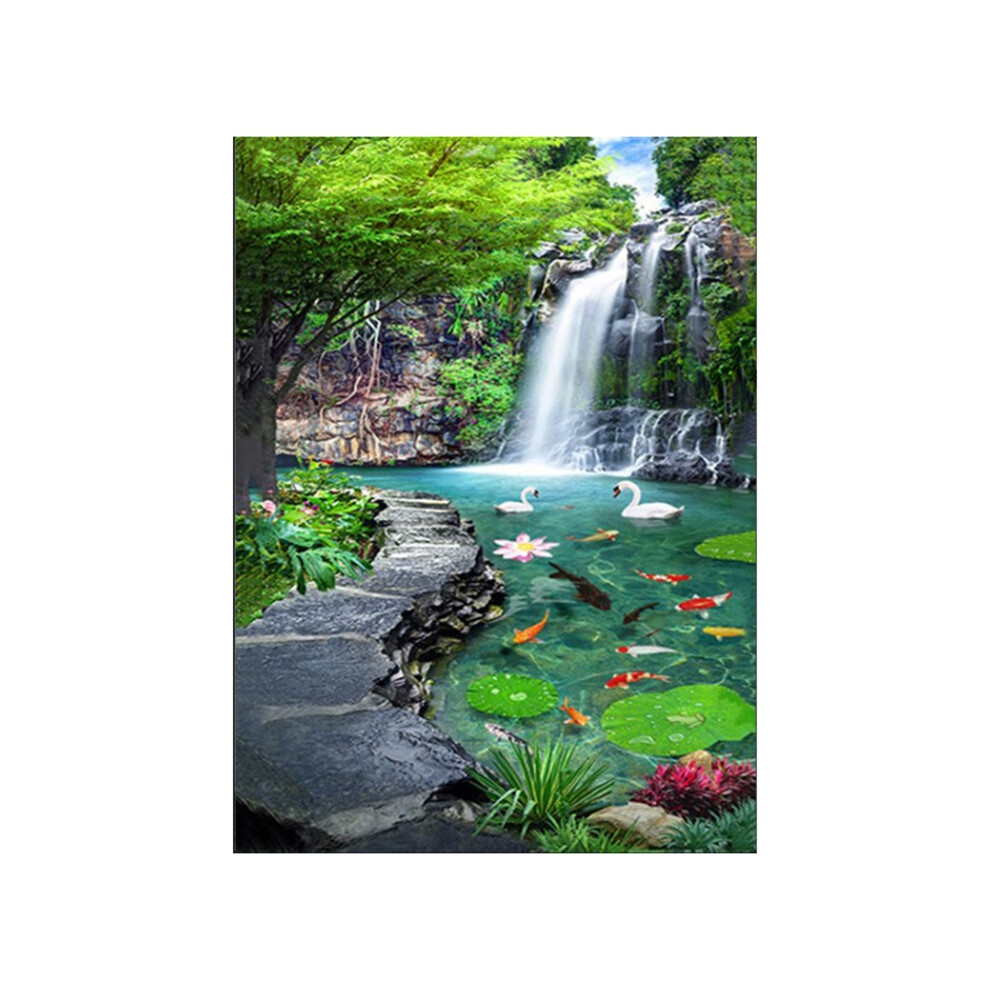 Paysage carré complet à faire soi-même, broderie diamant, cascade, décoration d'intérieur